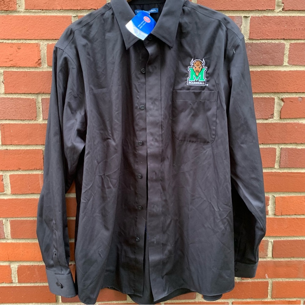 Port & Company Marshall University Thundering Herd black button down oxford- L